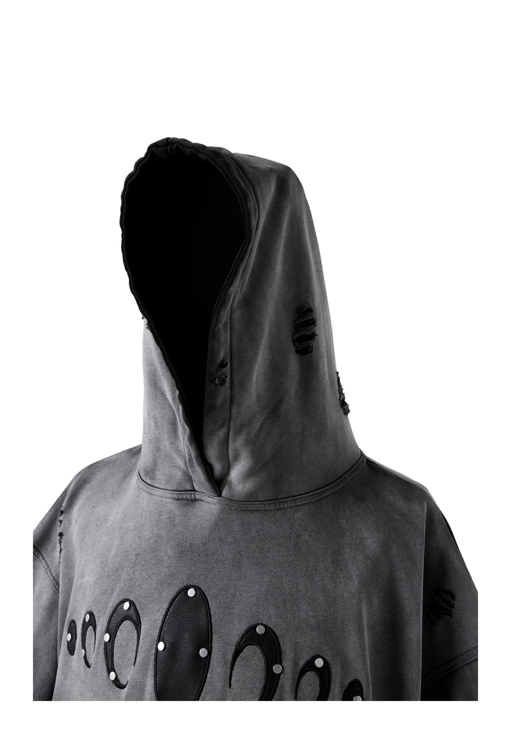 KARMANISTIC Distressed Washed Rivets Hoodie