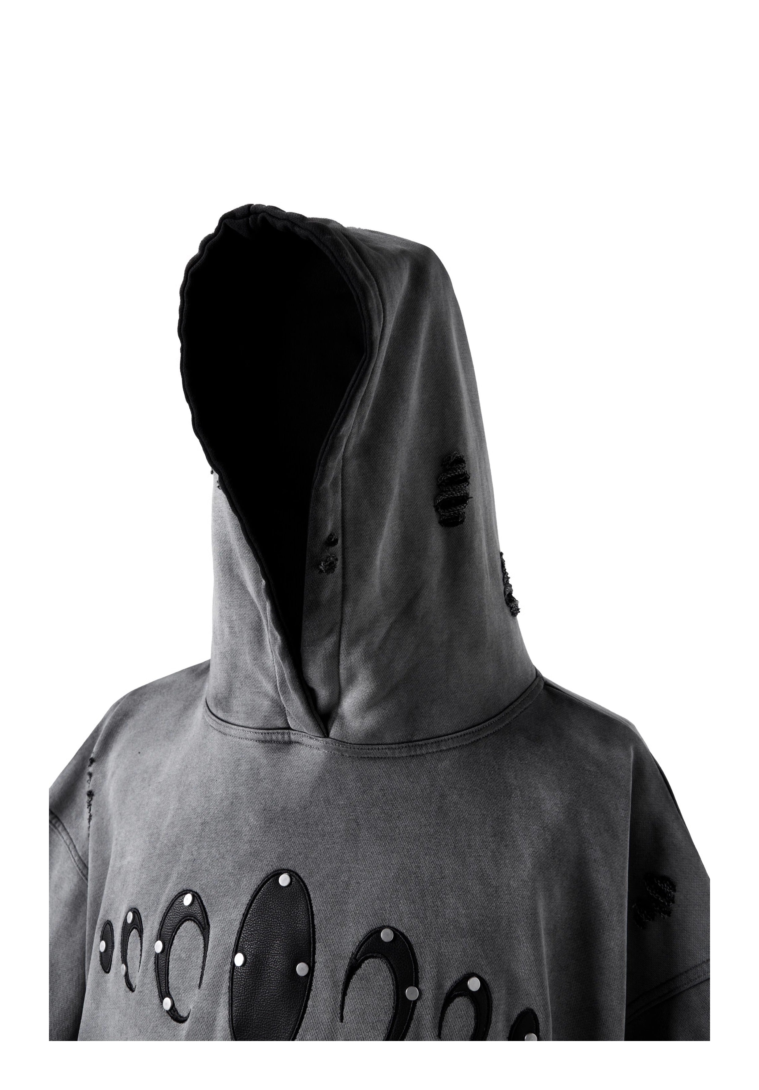 KARMANISTIC Distressed Washed Rivets Hoodie