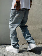 S45 Embroidered Basic Washed Jeans
