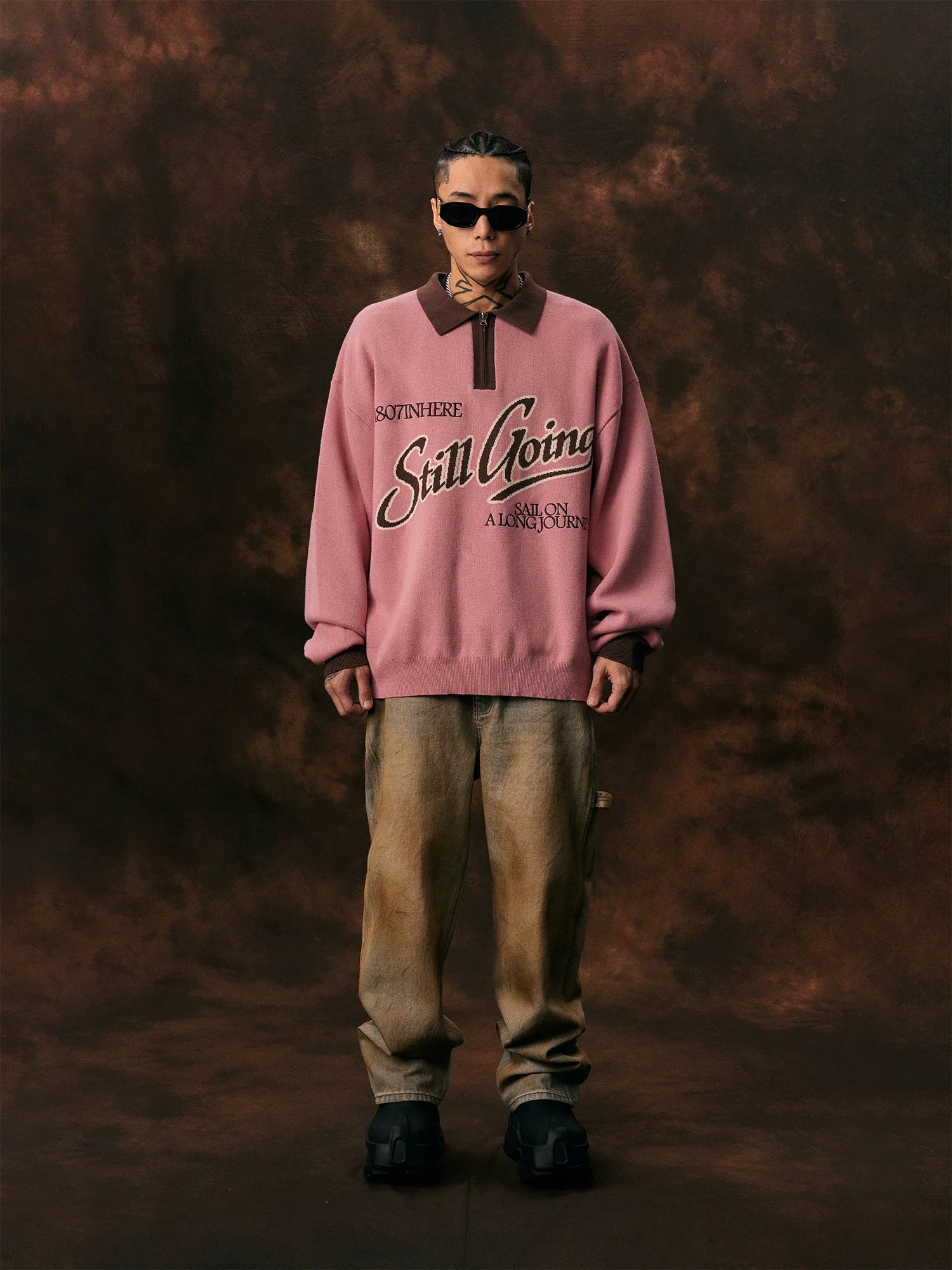 1807 Angel STILL GOING Half Zip Polo Knit Sweater