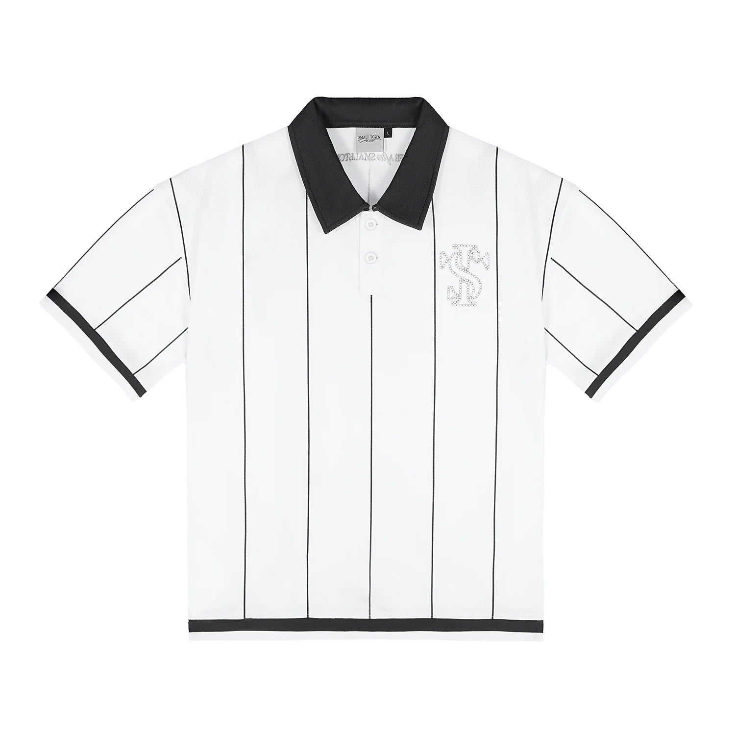 Small Town Kid Pearl Logo Striped Polo Jersey