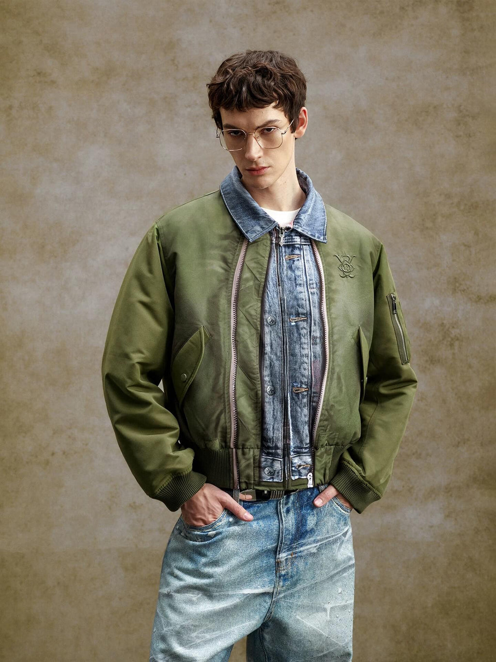 YADcrew Digital Print Reversible MA-1 Down Jacket