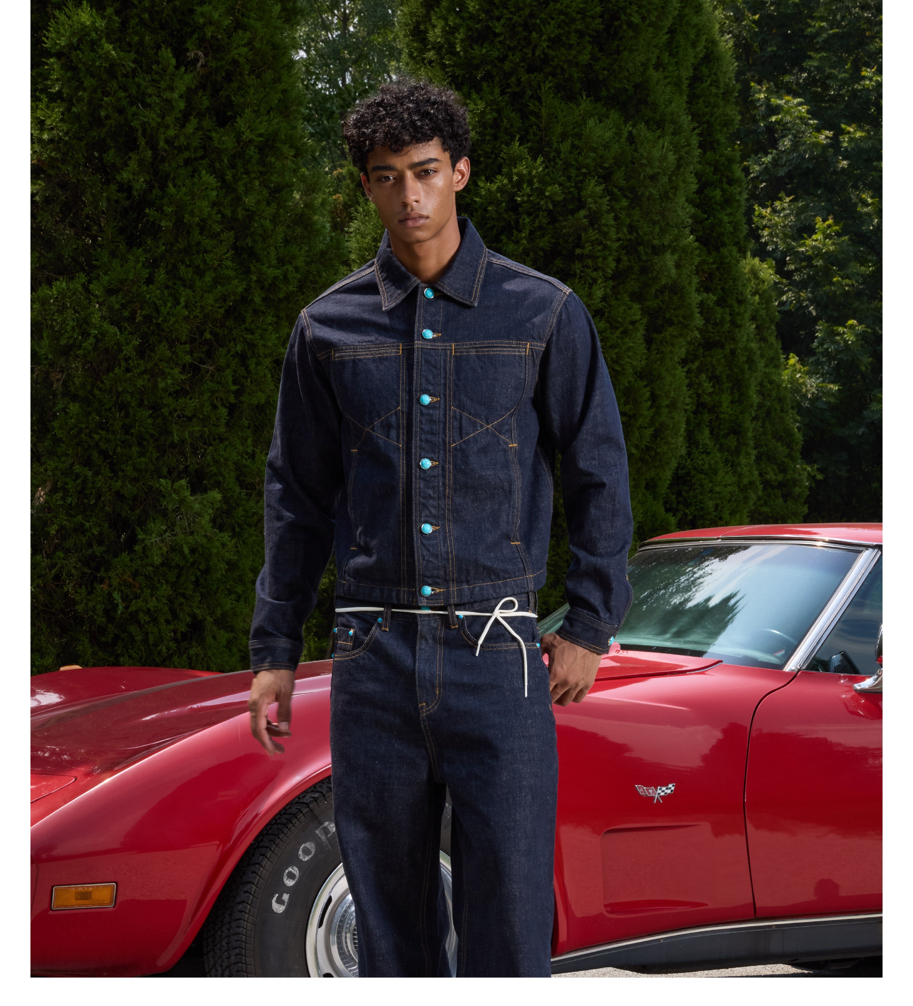 S45 Turquoise Button Denim Jacket