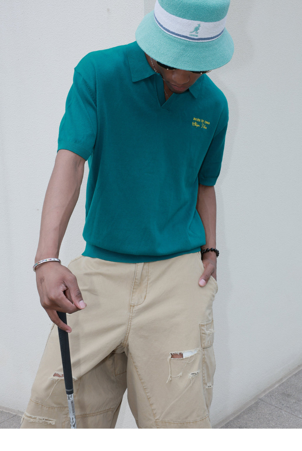 STEEPC Embroidered Boxy Knit Polo