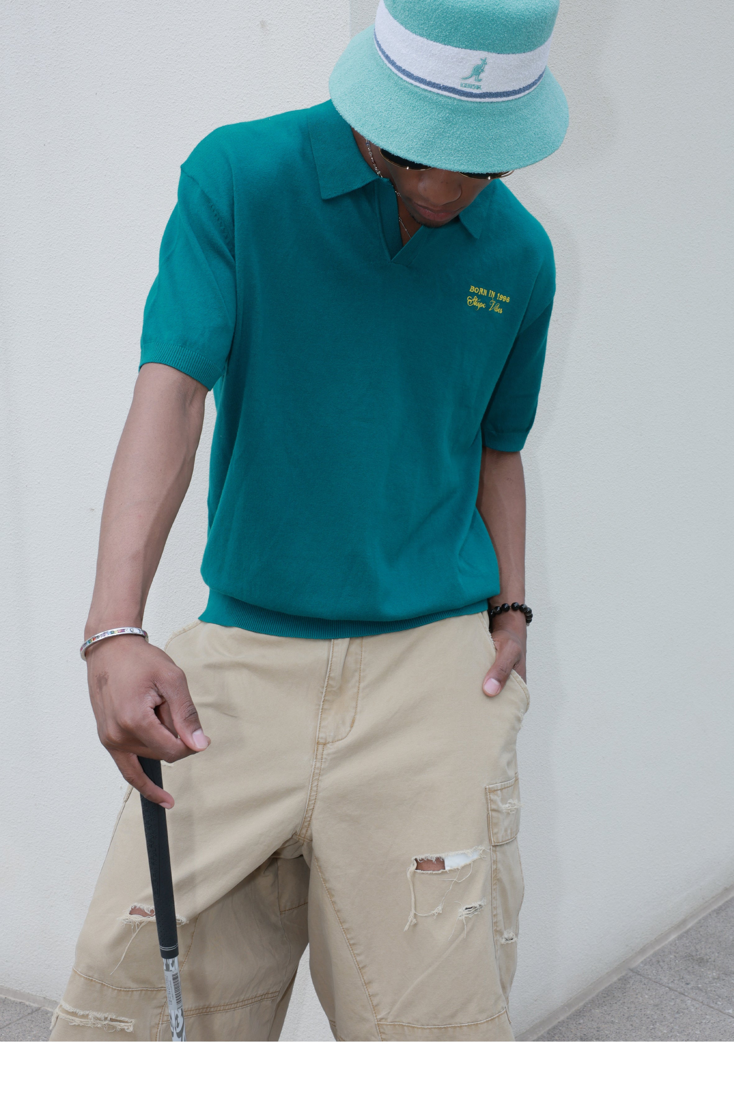 STEEPC Embroidered Boxy Knit Polo