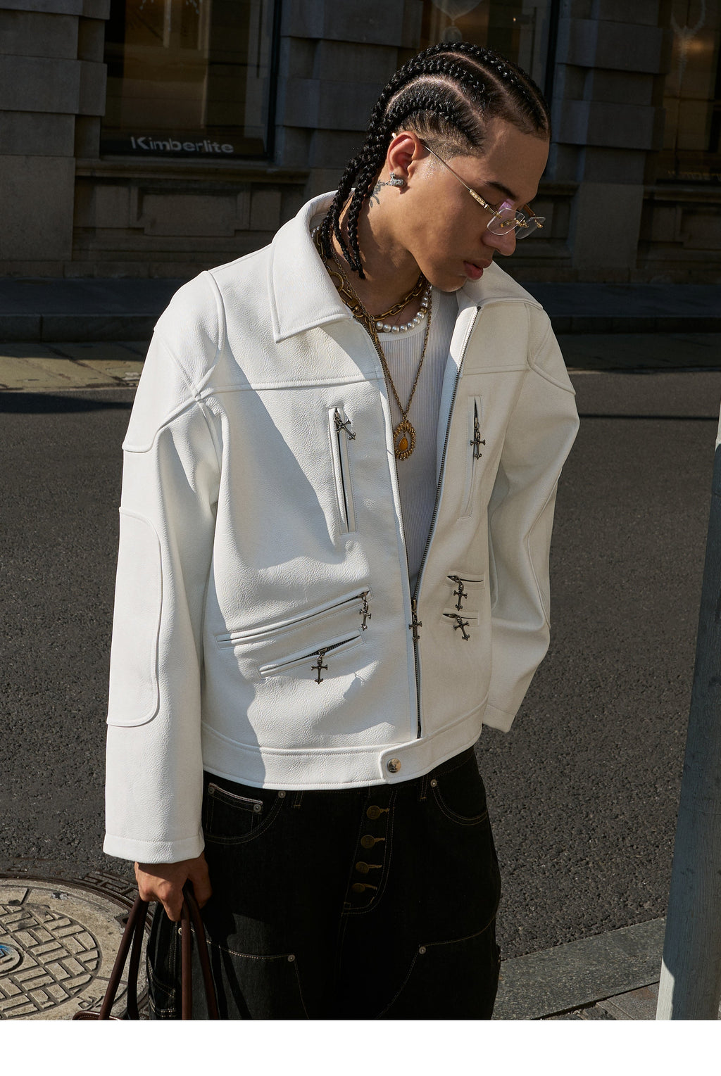 STEEPC Two Tone Leather Racing Jacket