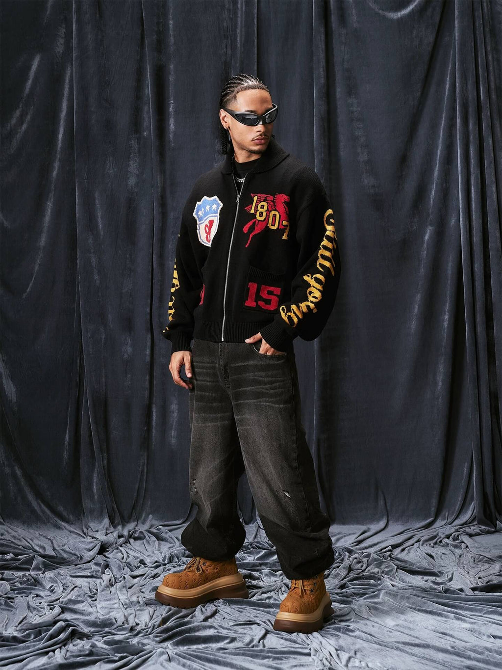 1807 Pegasus Jacquard Knit Zip Up Cowichan