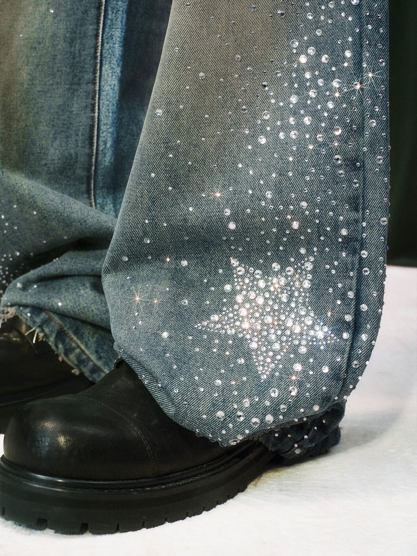 YADcrew Jeweled Rhinestone Star Washed Jeans