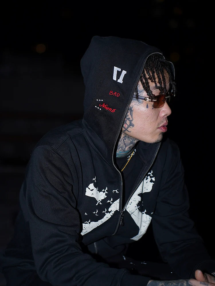 TGFCLUB Full Zip Printed Hoodie