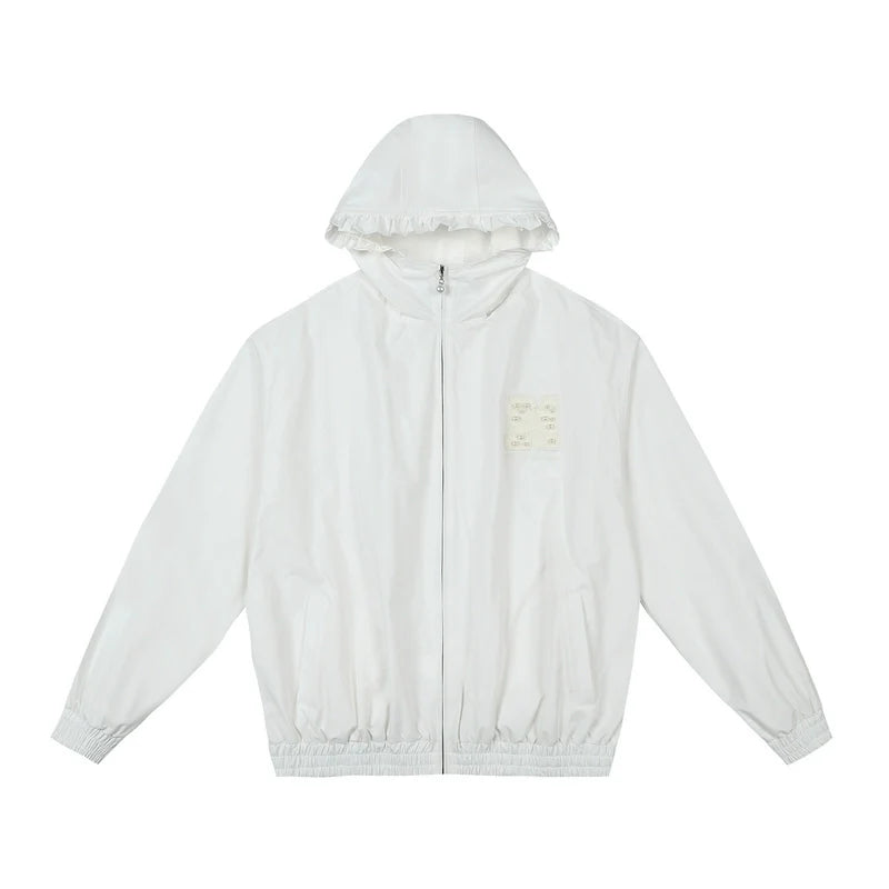 MEDM Pearl Logo Lace Hooded Zip Jacket
