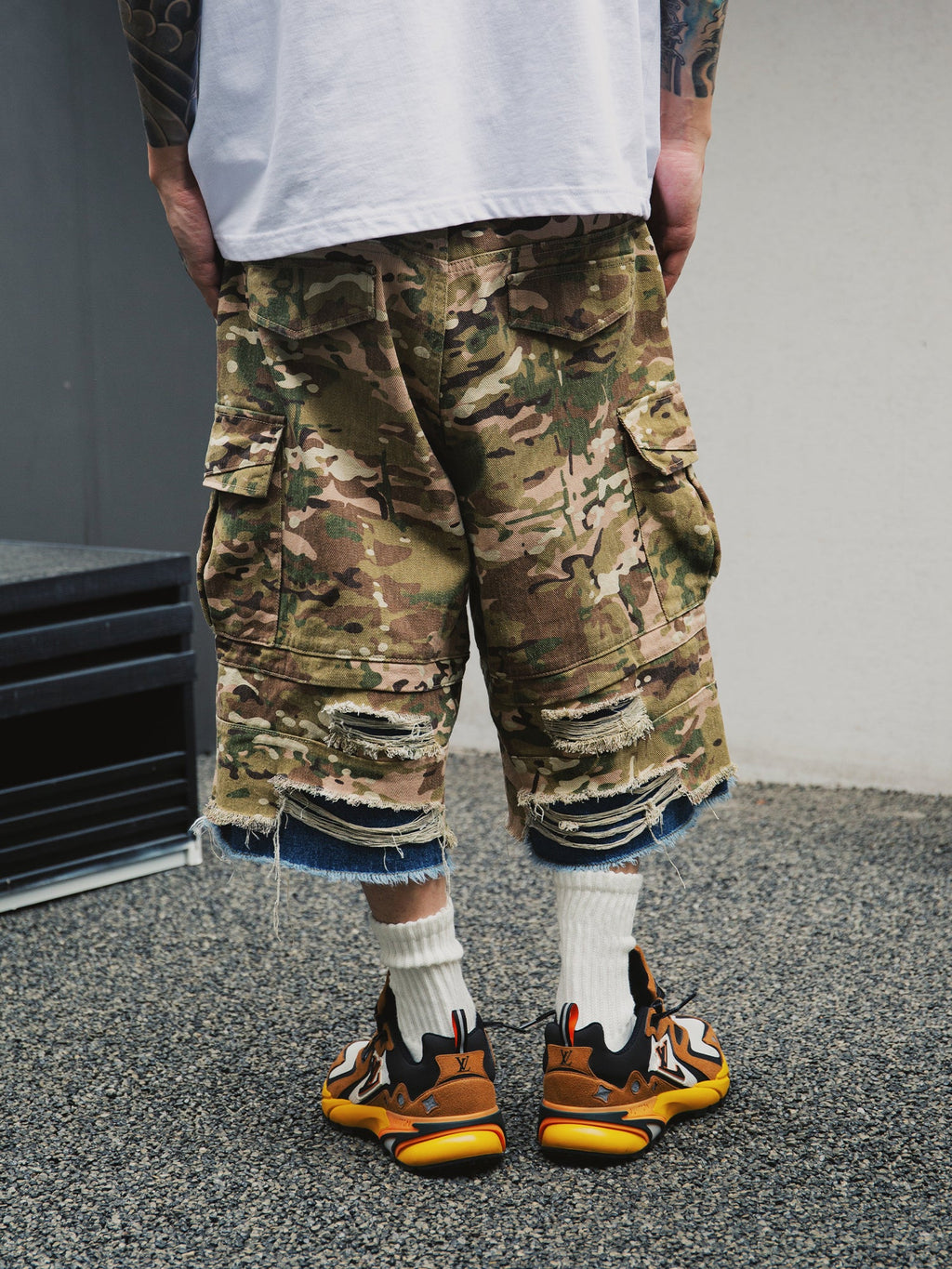 S45 Double Layer Destruction Camouflage Shorts