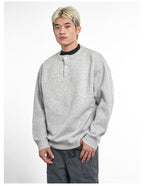 F3F Select Relaxed Fit Henley Neck Knit Sweater