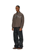 ANTIDOTE Rhinestone Flannel Plaid Long Sleeve Shirt