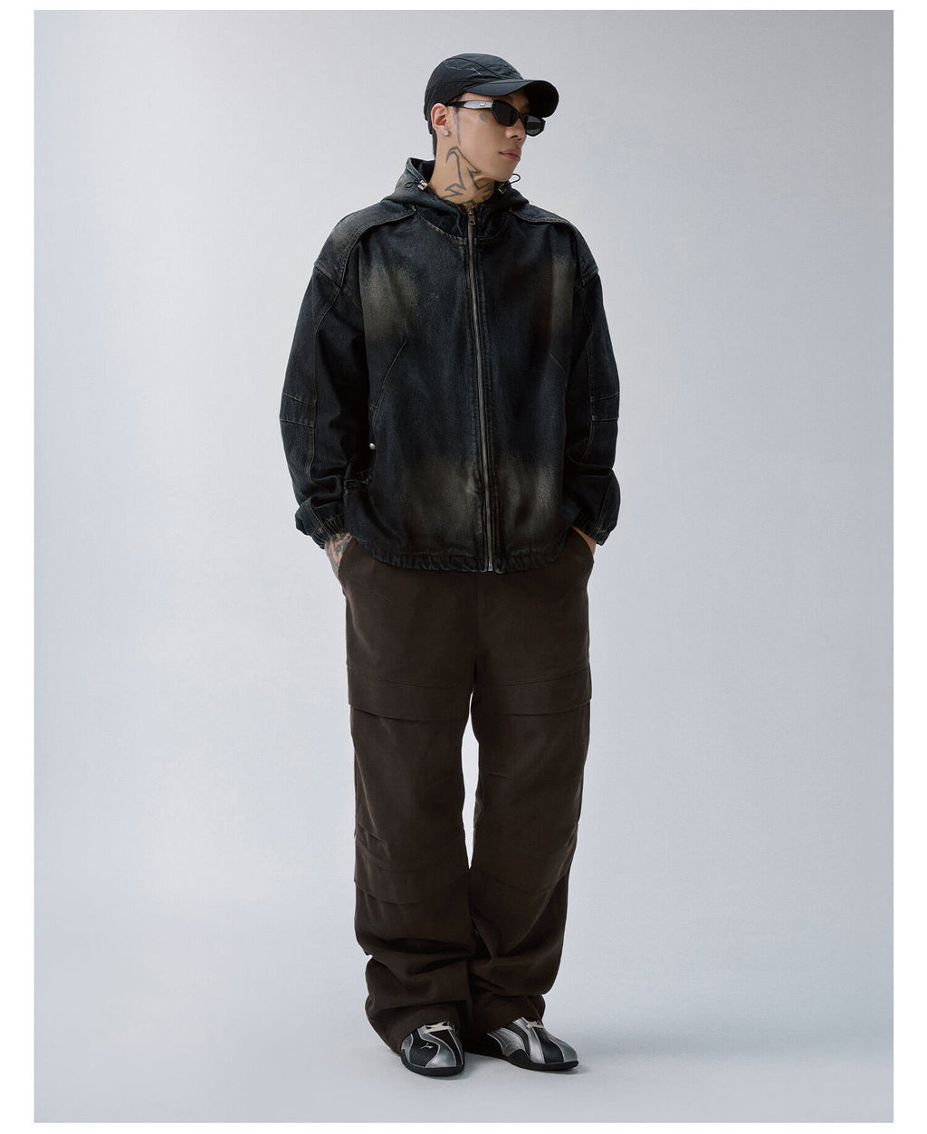 F2CE Reworked Patch Hooded Denim Jacket