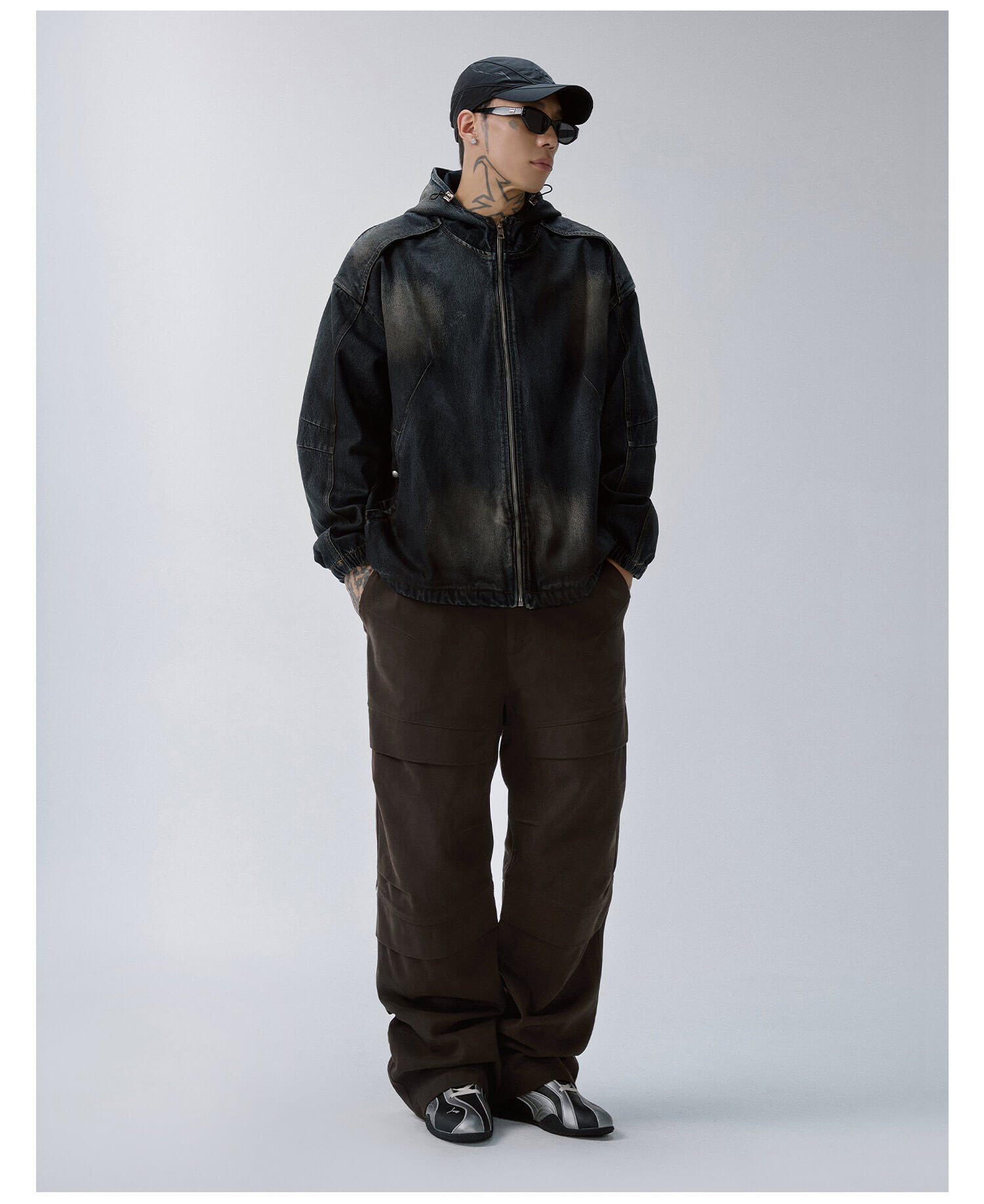 F2CE Reworked Patch Hooded Denim Jacket