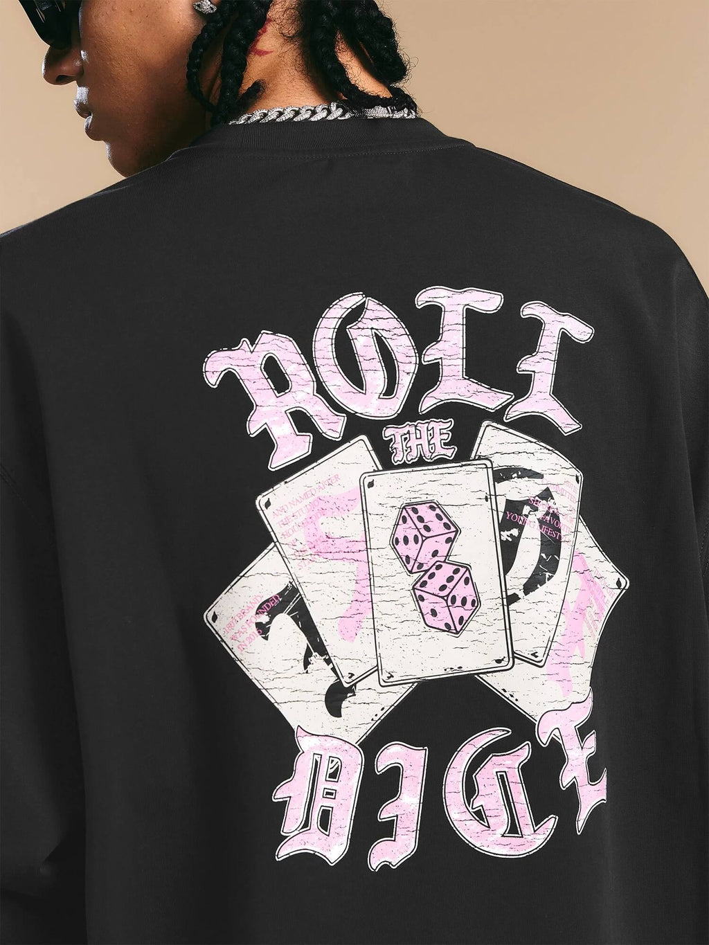 1807 ROLLTHEDICE Vintage Printed Whisker Effect Long Sleeve Tee