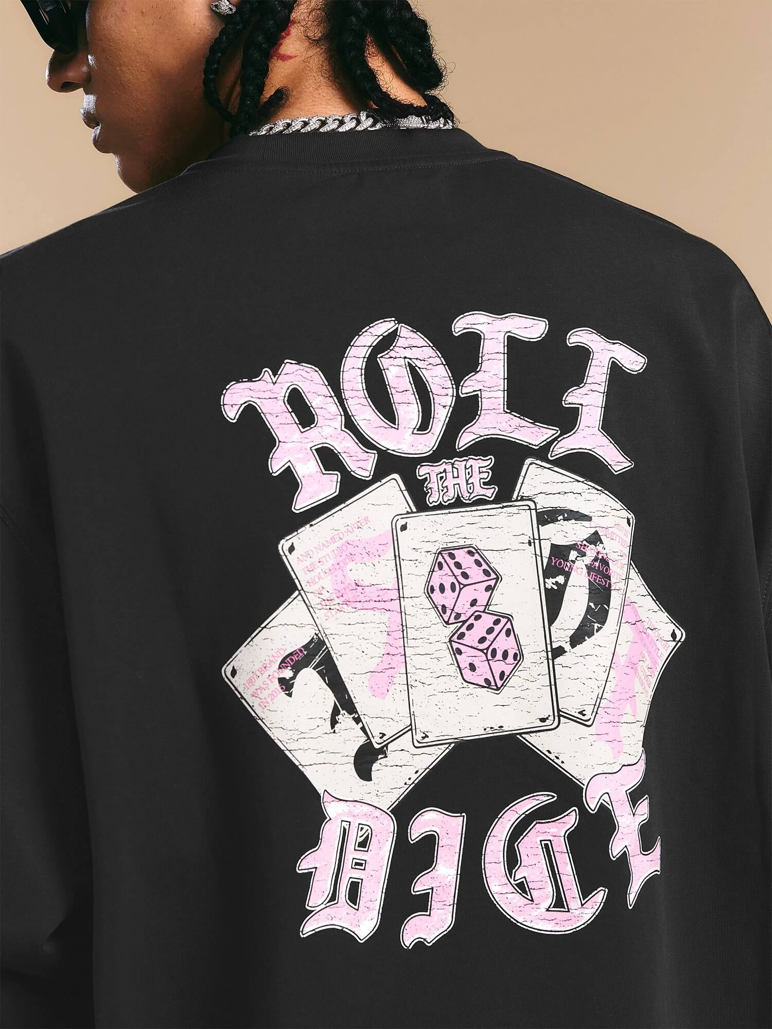 1807 ROLLTHEDICE Vintage Printed Whisker Effect Long Sleeve Tee