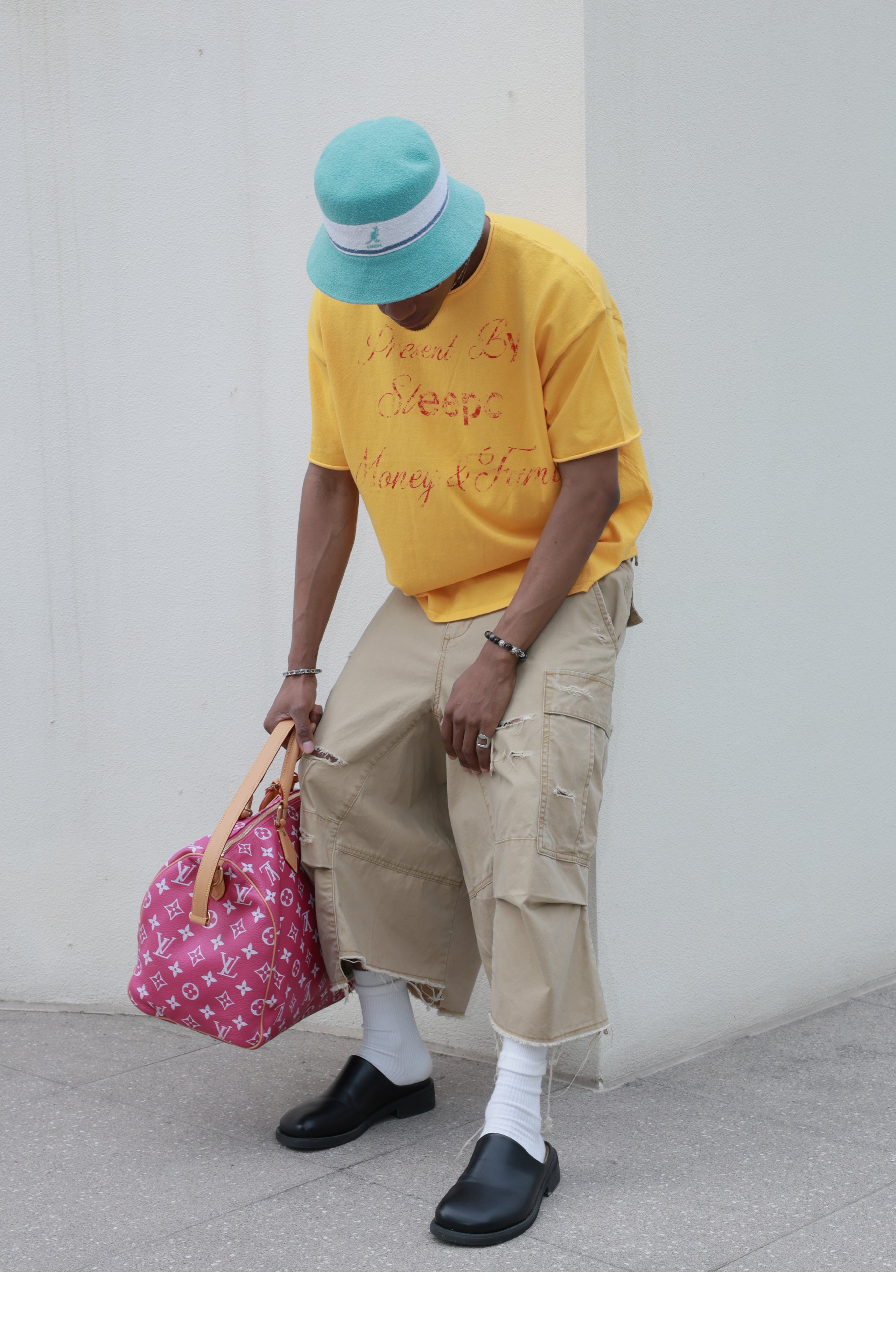 STEEPC Contrast Old Print Boxy Knit Tee