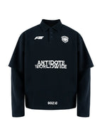 ANTIDOTE Logo & Badge Printed Layered Long Sleeve Polo
