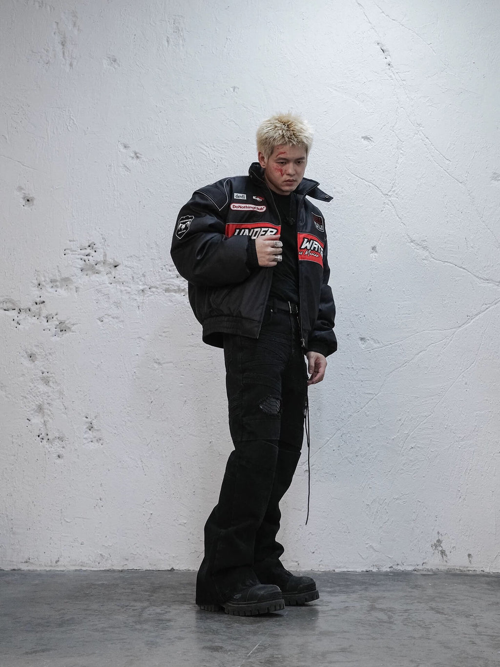 UNDERWATER Snakeskin Deconstructed Patchwork Flared Jeans