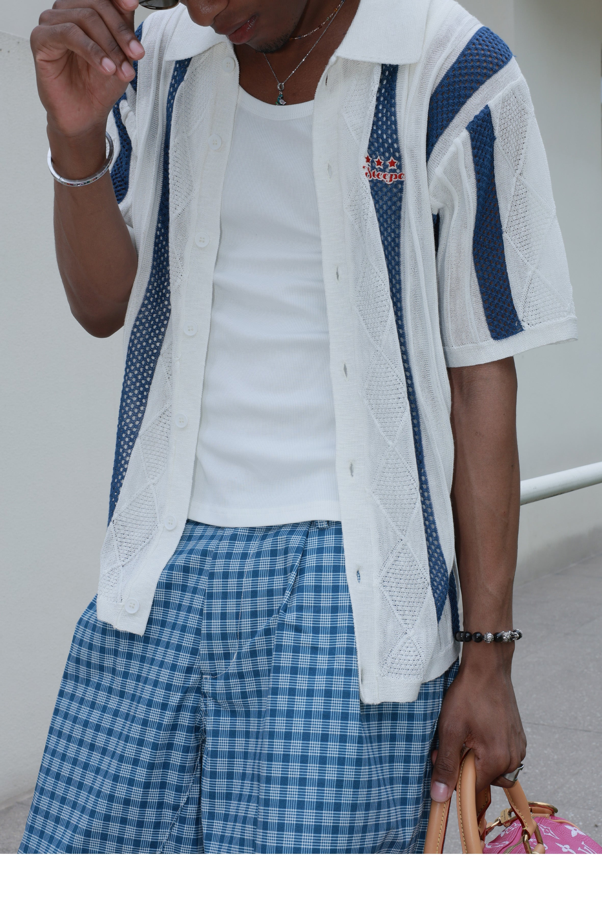 STEEPC Colorblock Knit Short Sleeve Shirt
