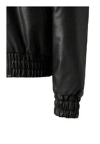 KARMANISTIC Graphic Embroidered Leather Short Bomber Jacket