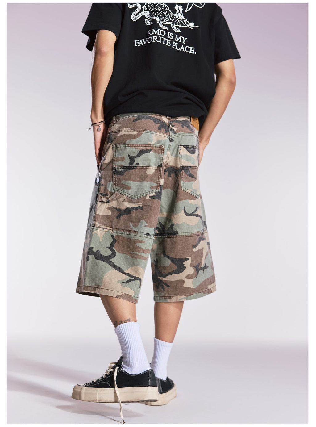 Remedy Leopard and Camouflage Work Painter Baggy Shorts
