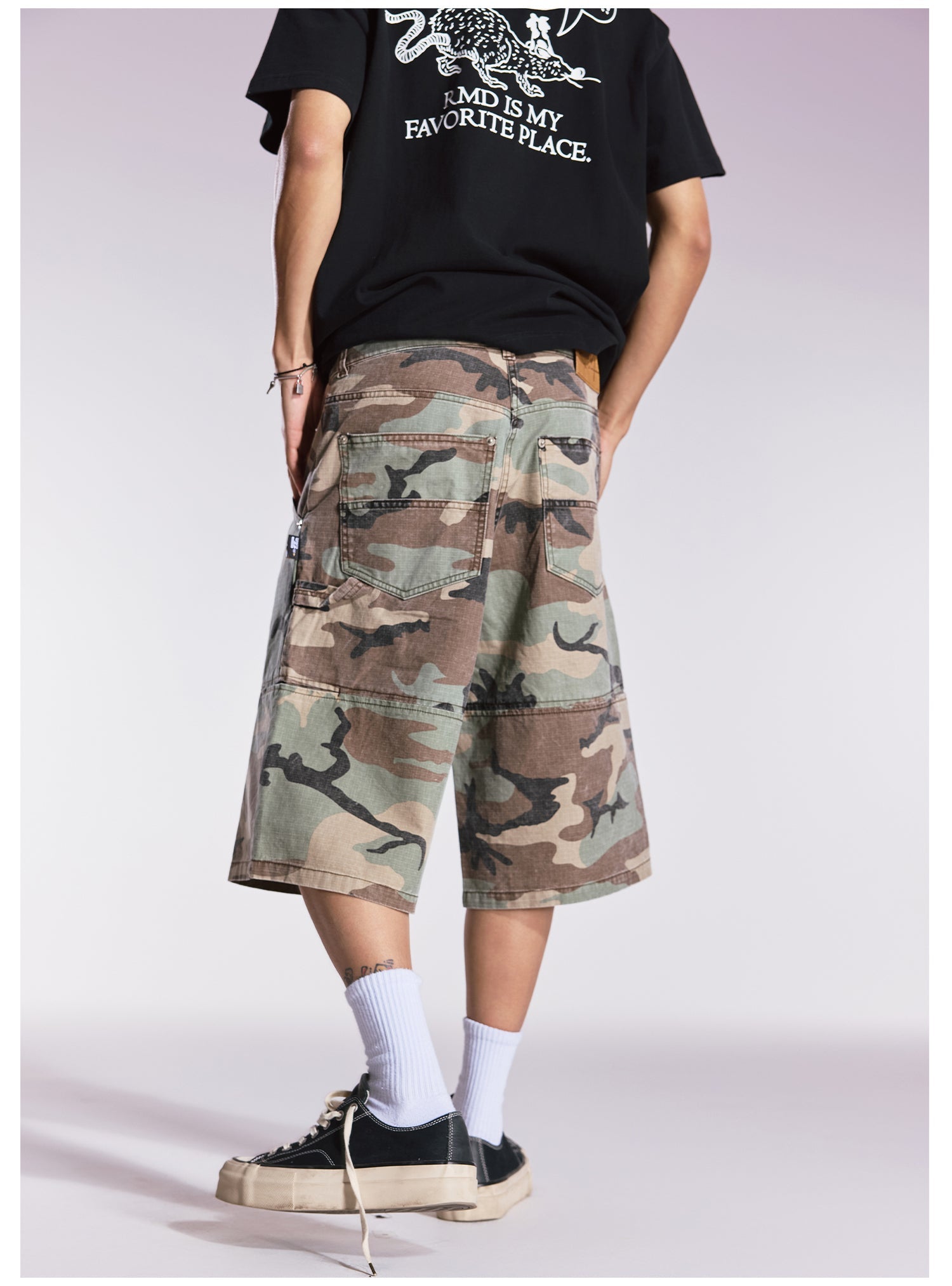 Remedy Leopard and Camouflage Work Painter Baggy Shorts