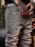 TGFCLUB All Over Rhinestone Skinny Jeans