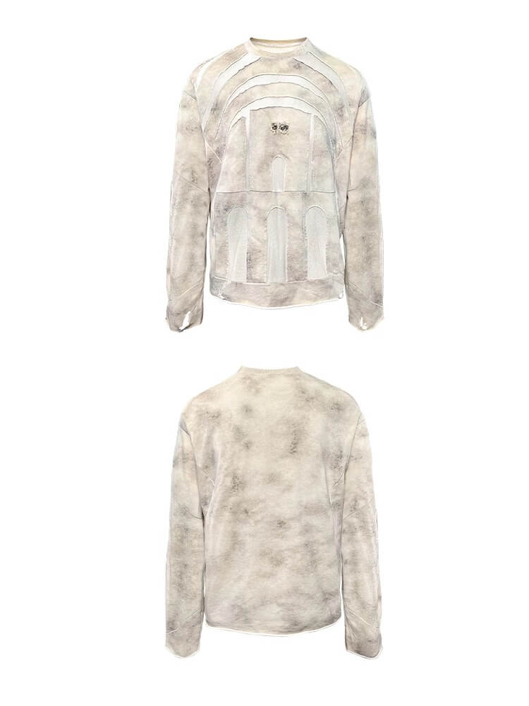 Night Lab Church Patchwork Sheer Distressed Long Sleeve Tee