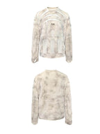 Night Lab Church Patchwork Sheer Distressed Long Sleeve Tee
