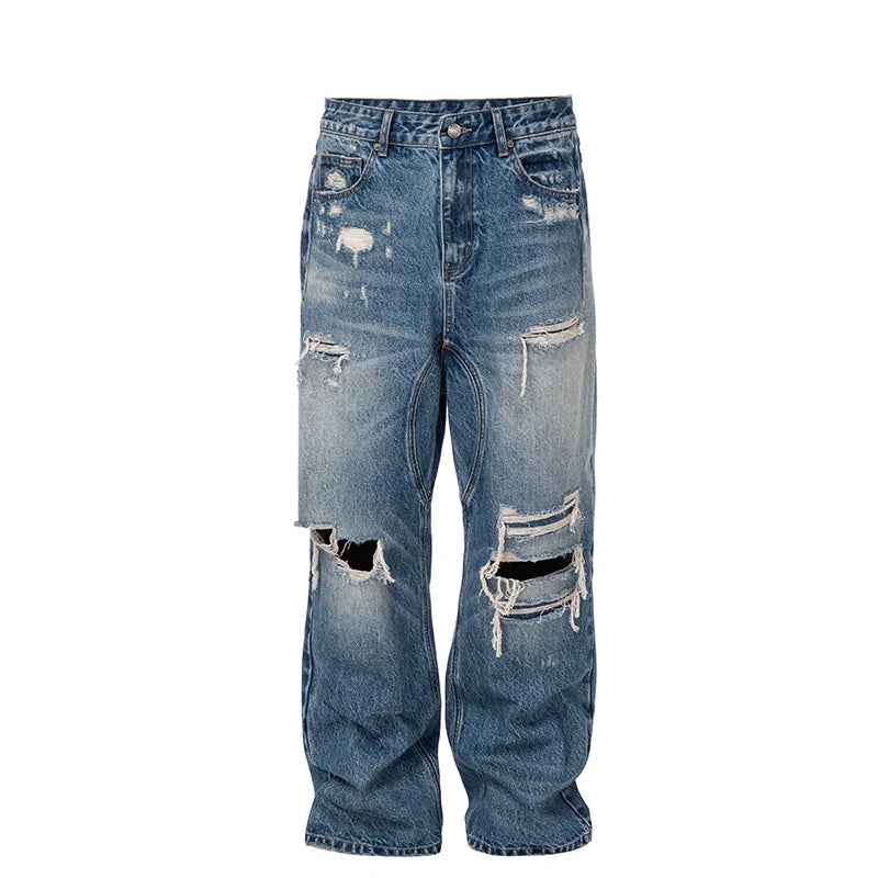 F2CE Washed Distressed Hole Jeans