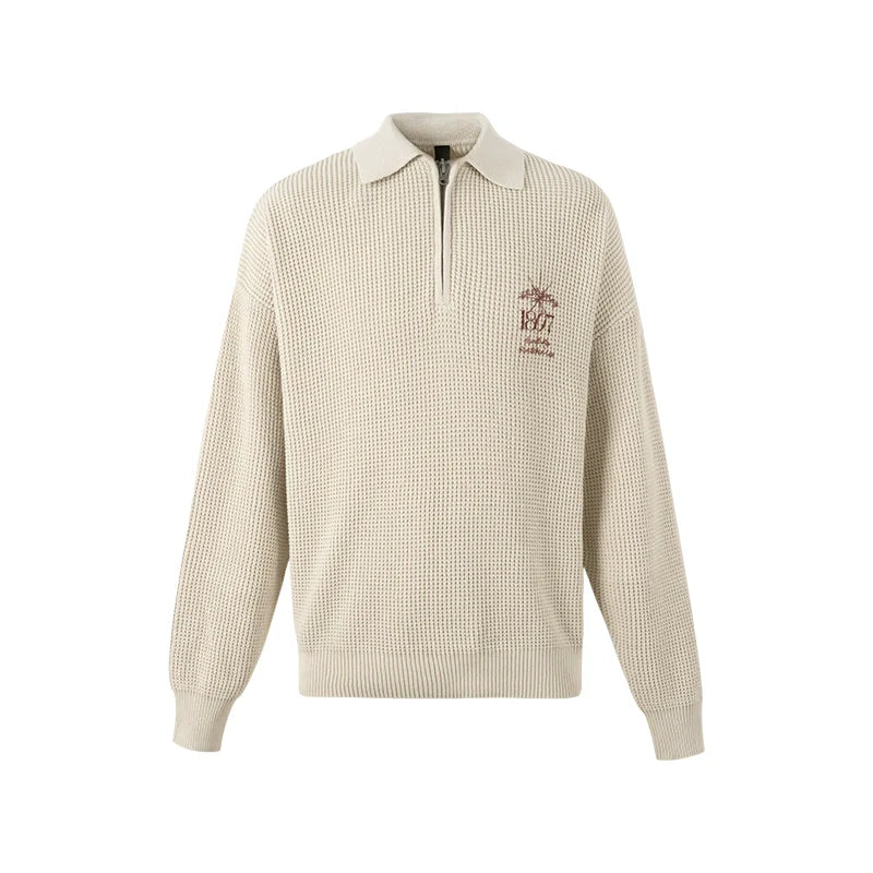 1807 Printing Half Zip Polo Knit Sweater