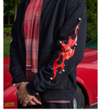 S45 Flame Print Zip Up Hoodie