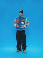 EVETS Embroidered Badge Varsity Jacket
