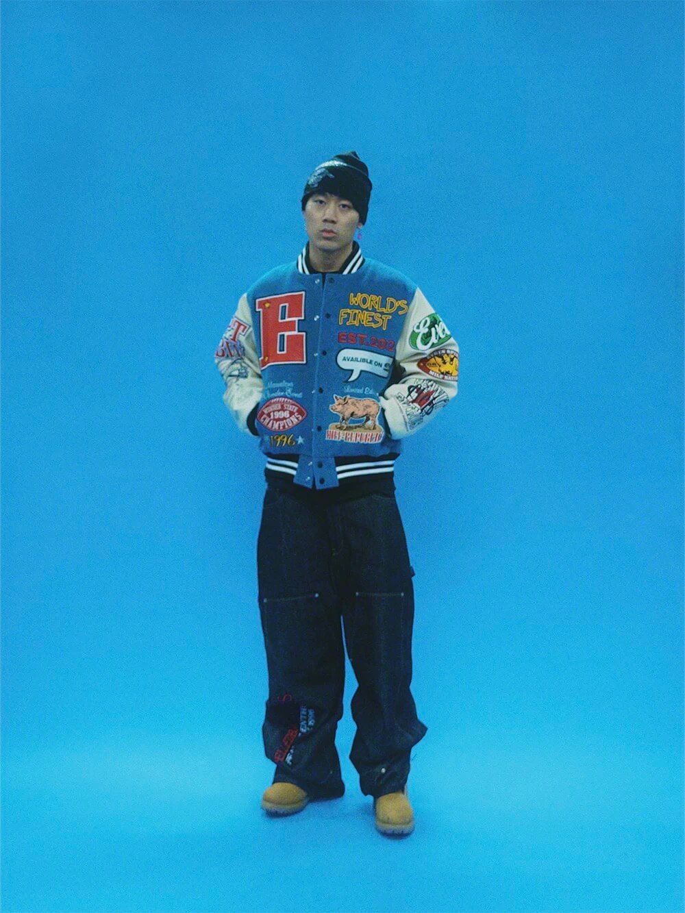 EVETS Embroidered Badge Varsity Jacket