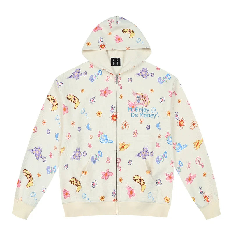 MEDM Graffiti Flower Full Print Zip Up Hoodie