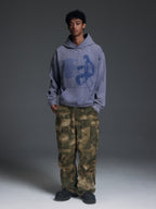 NOVACAM Washed Distressed Vintage Print Hoodie