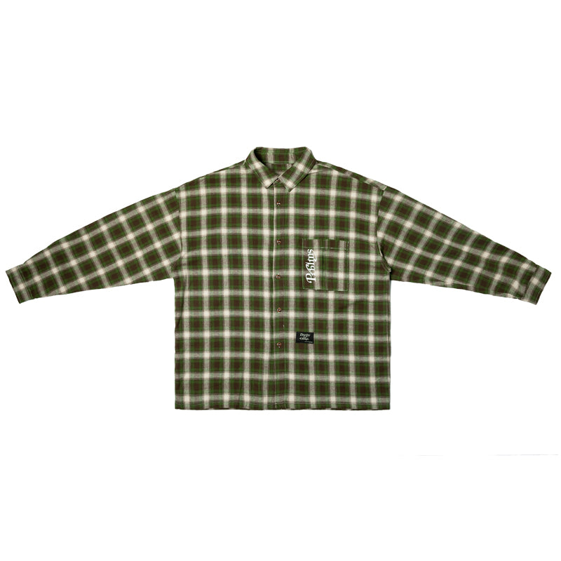PRBLMS Plaid Patch Pocket  Long Sleeved Shirt