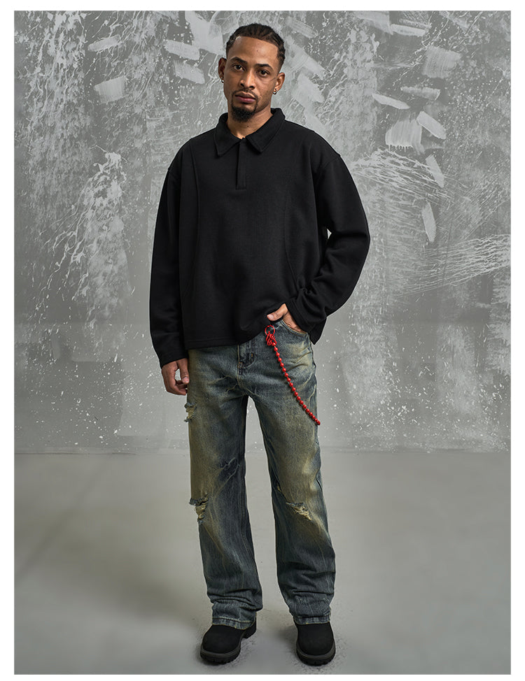F3F Select Deconstructed Long Sleeve Polo sweatshirt