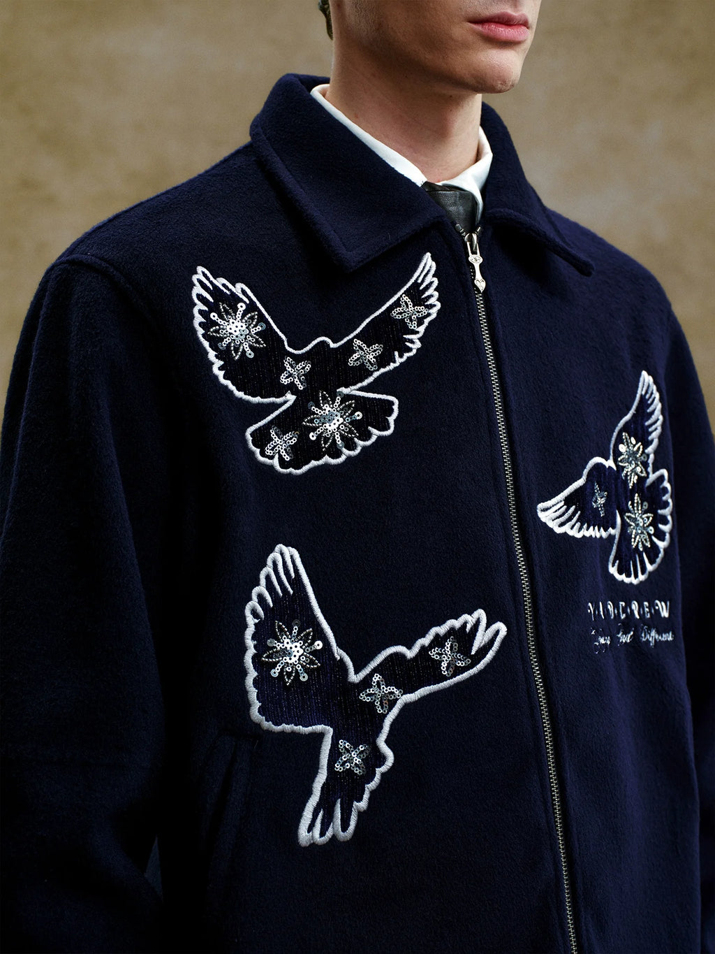 YADcrew Sequin Floral Peace Dove Jacket