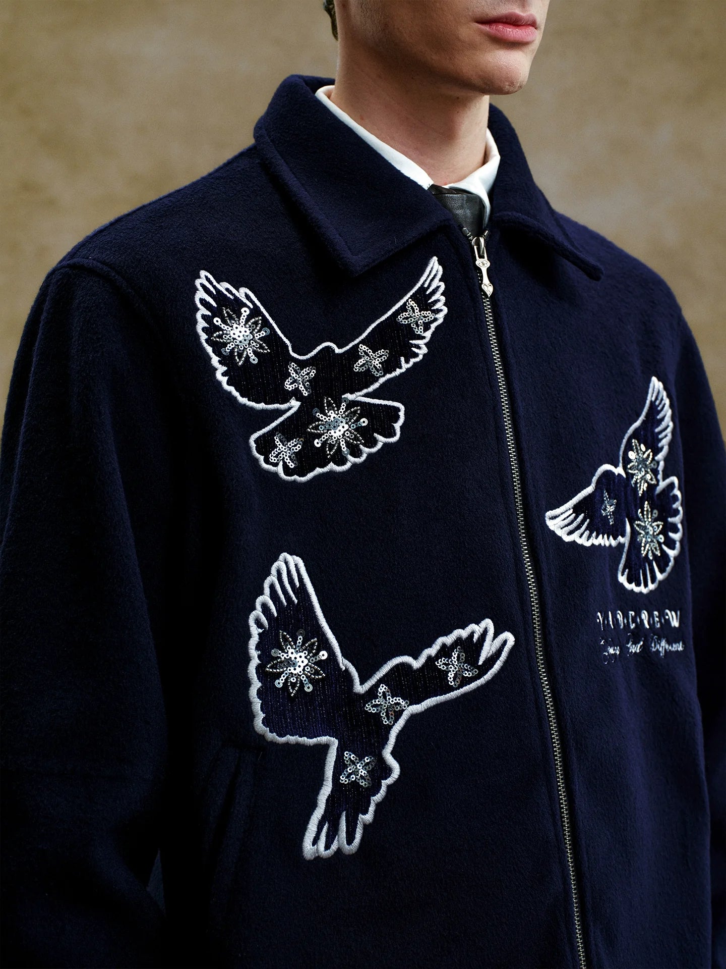 YADcrew Sequin Floral Peace Dove Jacket