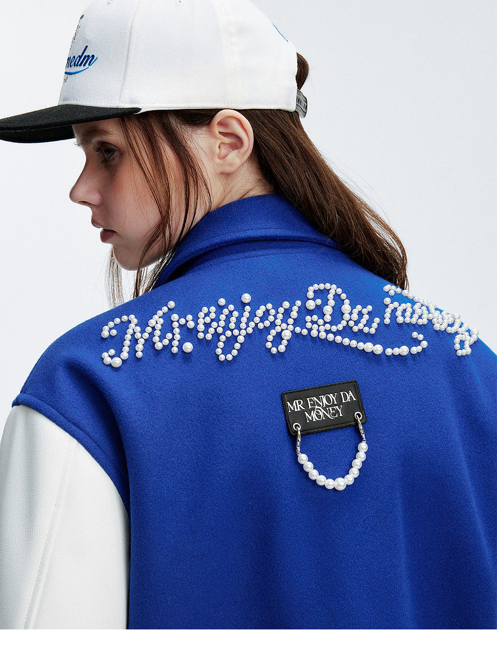 MEDM Pearl Logo Color Block Varsity Jacket