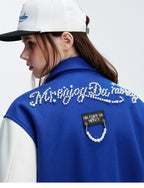 MEDM Pearl Logo Color Block Varsity Jacket