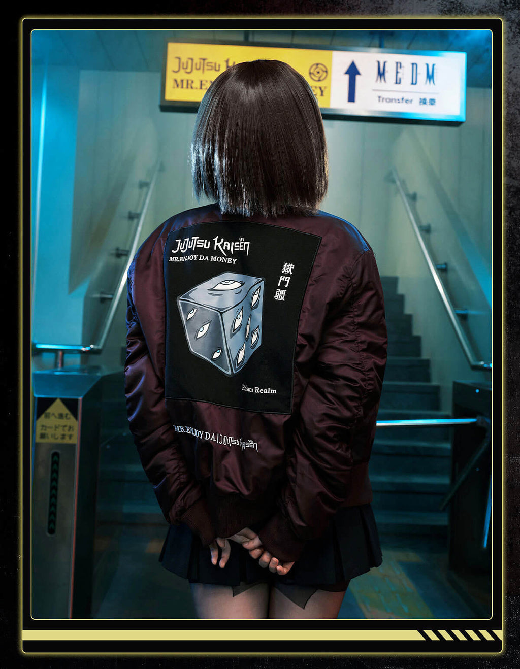 MEDM × Jujutsu Kaisen Prison Realm Print Patch MA-1 Bomber Jacket