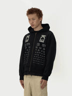 EVILKNIGHT(EK) Eye Chart Logo Print Zip Up Hoodie