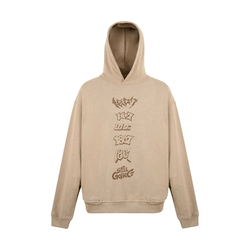 1807 Multi Logo Printed Washed Hoodie