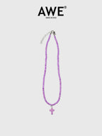 AWE Stone Beads Cross Necklace