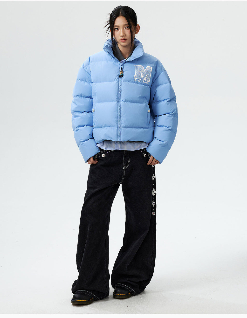 MEDM 3D Embroidered Lace Puffer Jacket