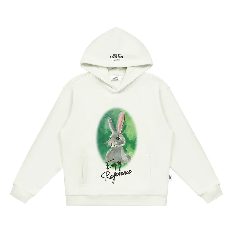 EMPTY REFERENCE Watercolor Rabbit Print Hoodie